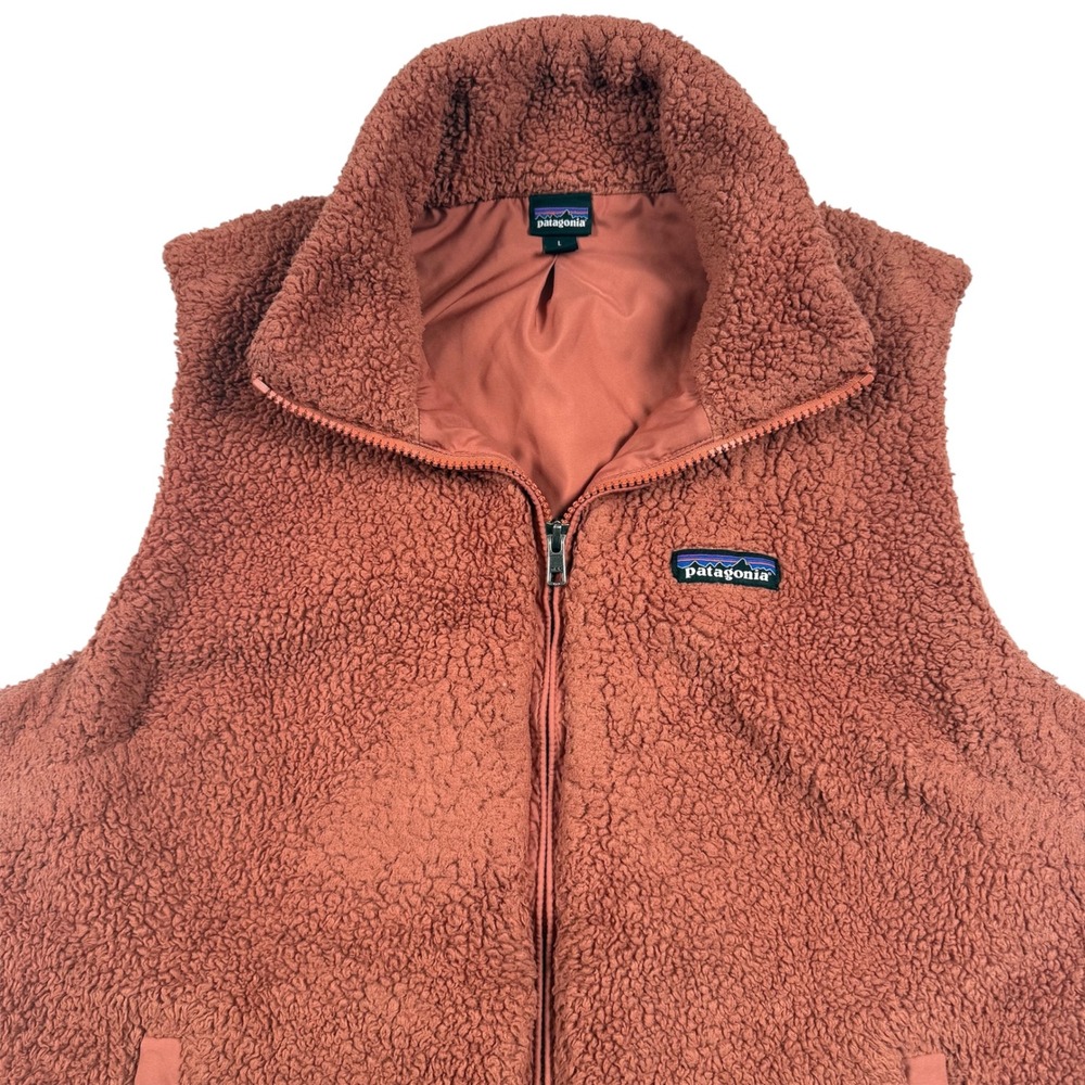 Patagonia Los Gatos Fleece Vest Womens Large Century Pink Orange Ful Zip Pile - Picture 1 of 7